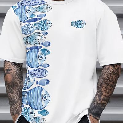 Herren Mode 3D Gedrucktes Herren T-Shirt Rundhals Kurzarm
