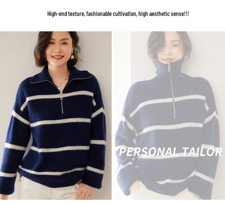 Women's Thickened Cashmere POLO Sweater - Light Luxury, Soft Knit, Loose Fit for Autumn/Winter
