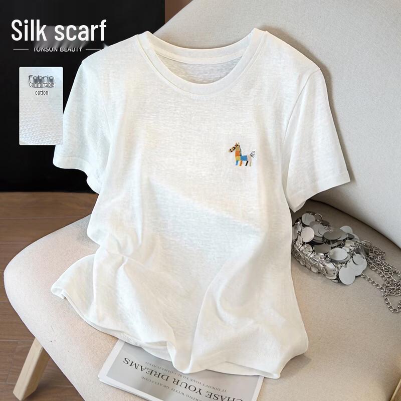 Embroidered Cartoon Animation Short Sleeve T-Shirt S