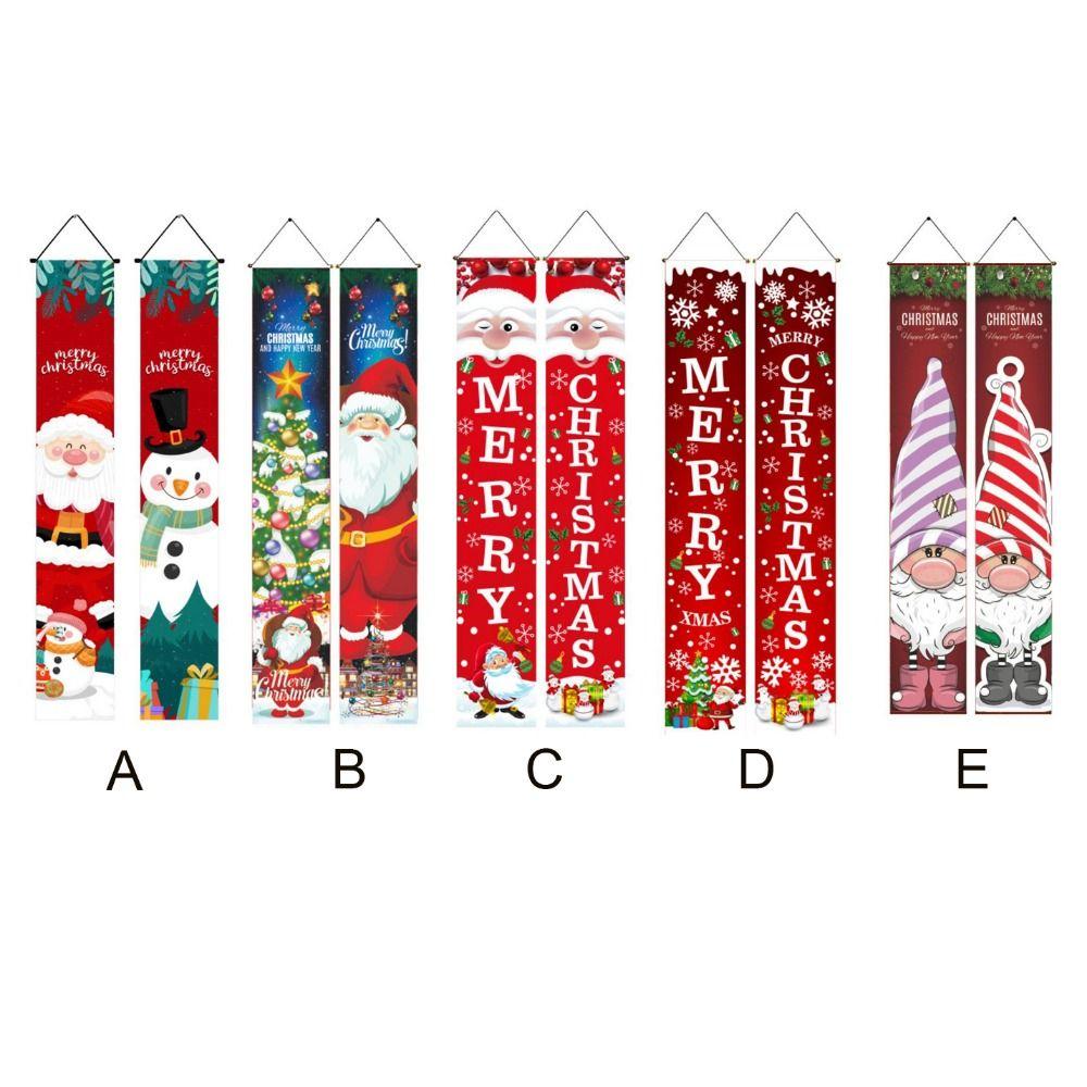 Foldable Christmas Porch Door Banner Polyester Santa Claus Hanging Couplet  Spring Festival