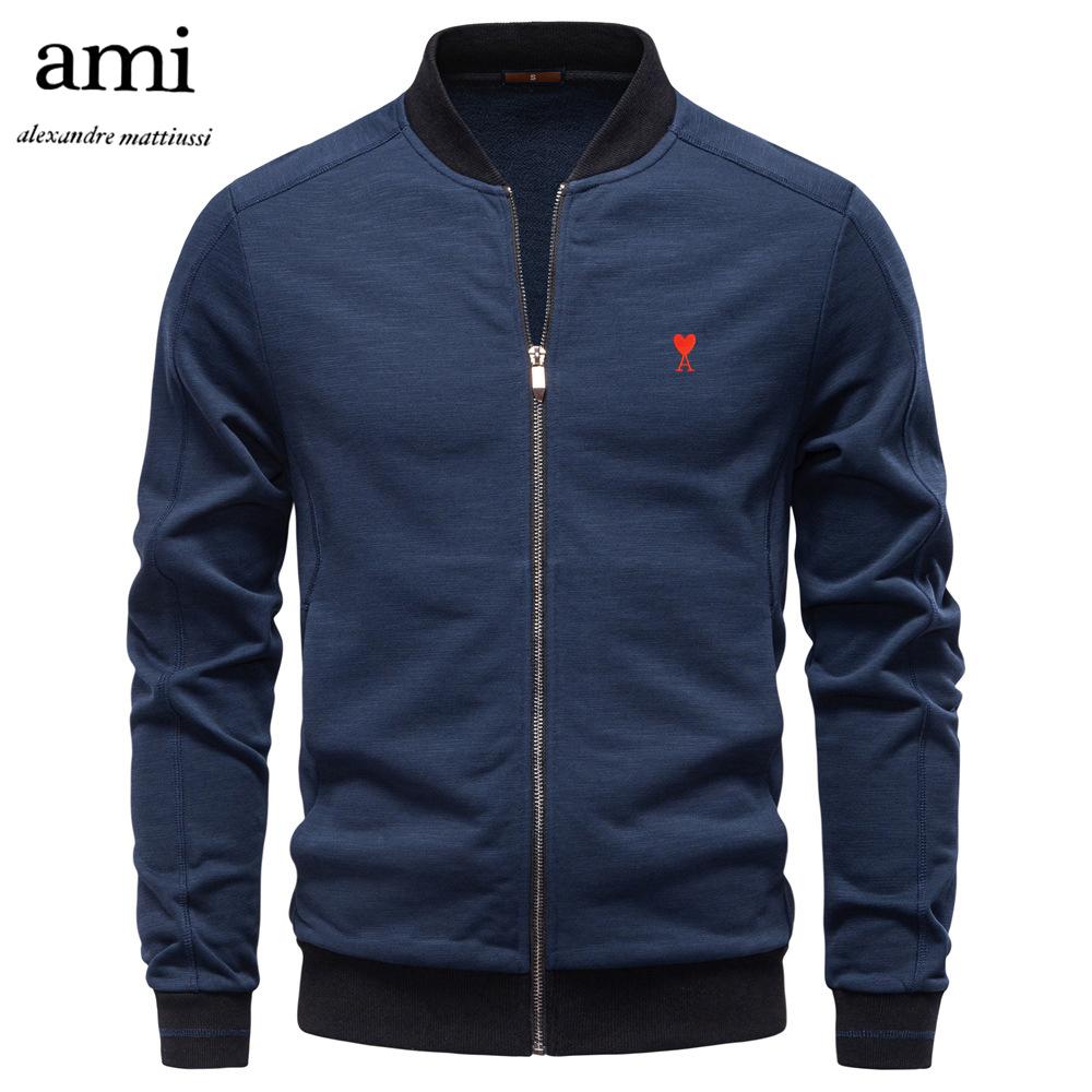 

AMI 2025 Autumn and Winter Embroidery New Baseball Collar Men s Business Casual Jacket Jacket Thin Versatile Jacket for Men M