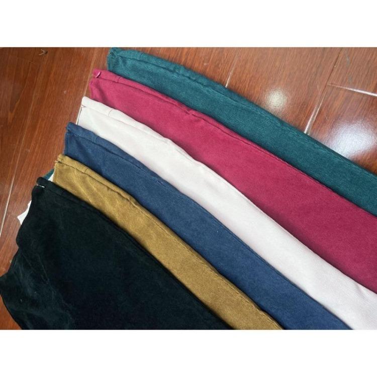 Spring and Autumn Women Plus Size Corduroy High Waist Solid Color Slim Micro Flare Pants Elastic Waist Casual Pants