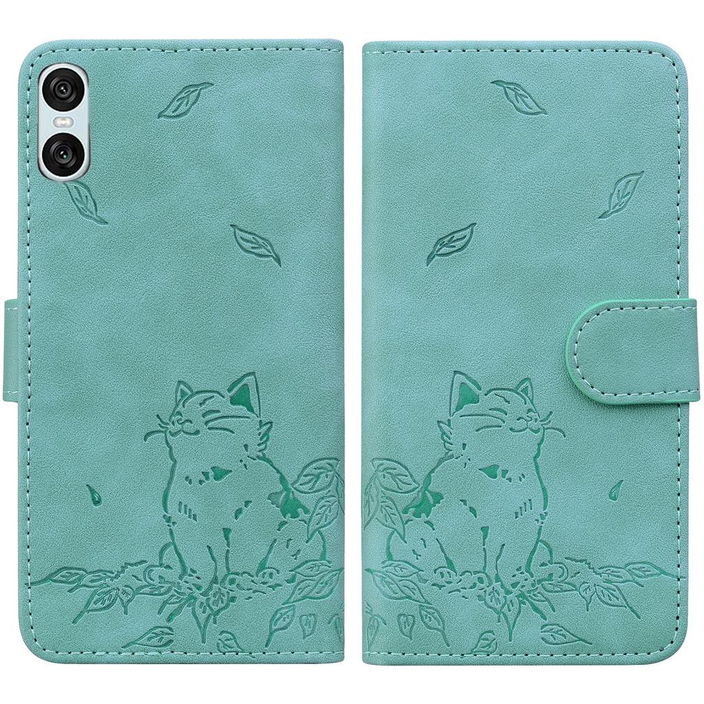 For Sony Xperia 10 VI Case Wallet Cat Pattern Imprinted Leather Phone Cover
