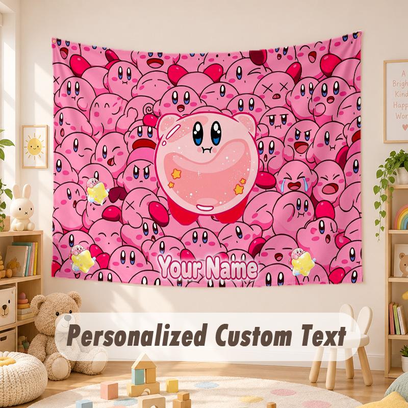 Arazzo Personalizzato con Testo e Nome, Appeso da Parete Kirby Stile Boho, Arazzo Decorativo per Sfondo Stanza