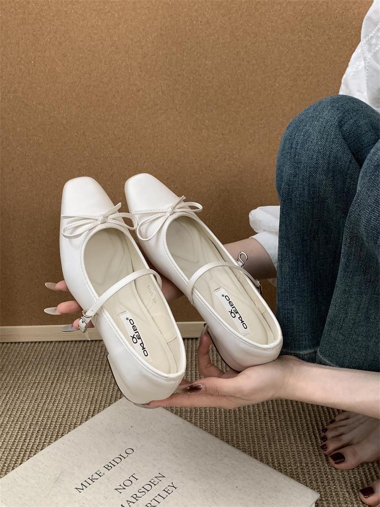 French flat Mary Jane single shoes women's shoes 2025 new spring and autumn Korean version silver evening shoes