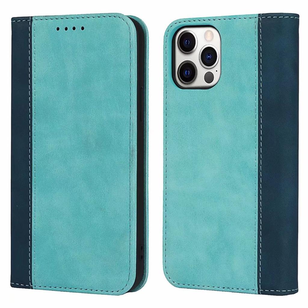 Applicable To iPhone14 Mobile Phone Leather Case, Google 7A Calf Pattern Splicing Contrasting Color Card Wallet Samsung S23