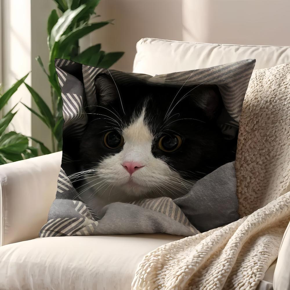 Black White Cat Cute Cow Cat Cushion Cover For Pillow Printing Sofa Decoration Home Car Room Coffee Shop Office NordicSimplicity
