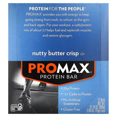Promax Protein Riegel, Nussbutter Crisp, 12 Riegel, 75G (2,64 Unzen) Jeder