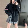 Double-Sleeve Herringbone Lapel Knit Cardigan Sweater for Women