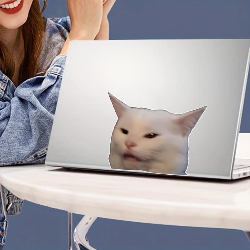 Funny Smudge The Grumpy White Cat Meme Stickers - Matte Vinyl Self-Adhesive Decals with Expressive Eyes for Cars,Laptops,Windows