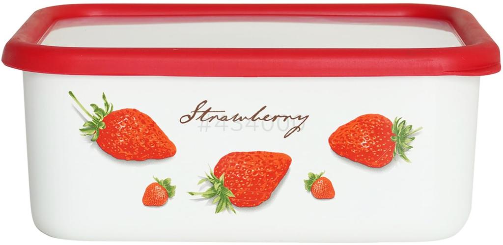 Fuji Enamel Strawberry Deep Rectangular Container, Large, 1.95L, STB-DL