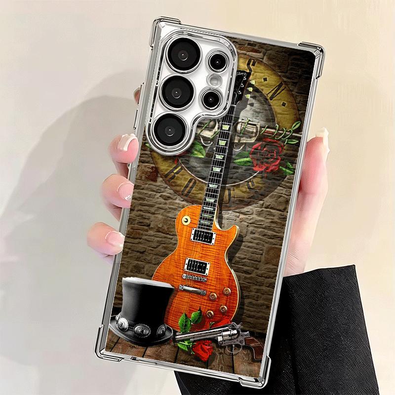 Band G-Guns N R-Roses Plating Phone Case For Samsung Galaxy S24 S25 FE S26 Edge S23 Ultra S22 S21 Plus S20 Anti-Fall Airabag Cov