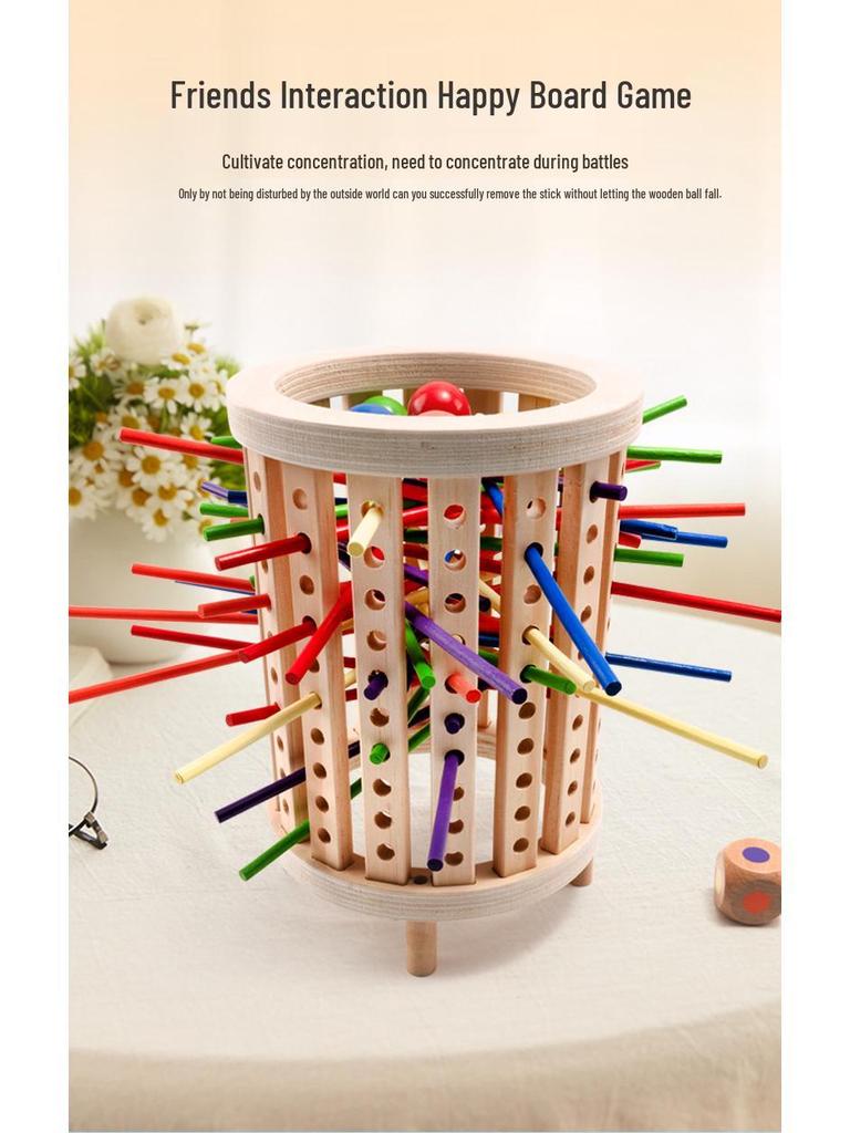 Early Education Wooden Pick-Up Sticks: 3-in-1 Color Recognition, Parent-Child Interaction, and Balance Table Game.