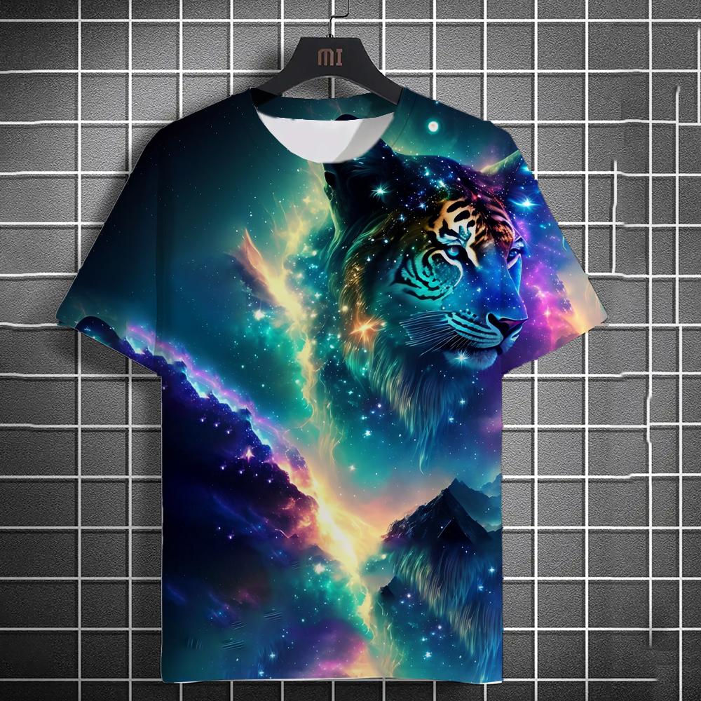 Animal Men's T-shirt 3d Tiger Print Men's Tops Casual Short Sleeve Simple T-shirt Summer Round Neck T-shirt Men's Ultra Clothing