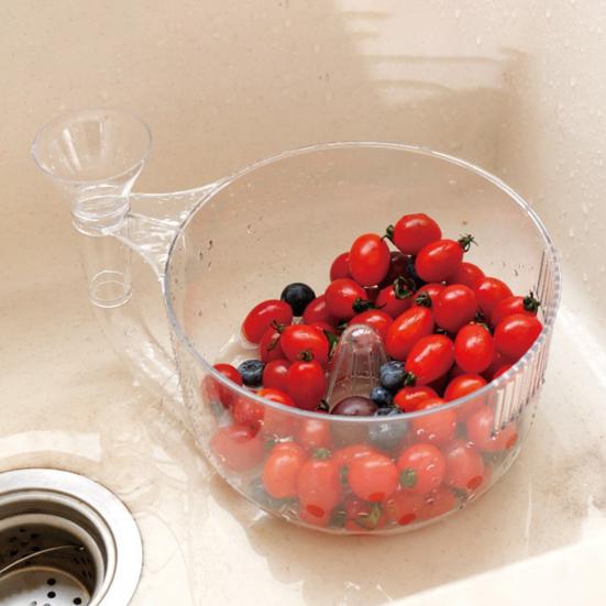 Drain Basket with Strainer Portable Lightweight Fruit Vegetable Washing Bowl