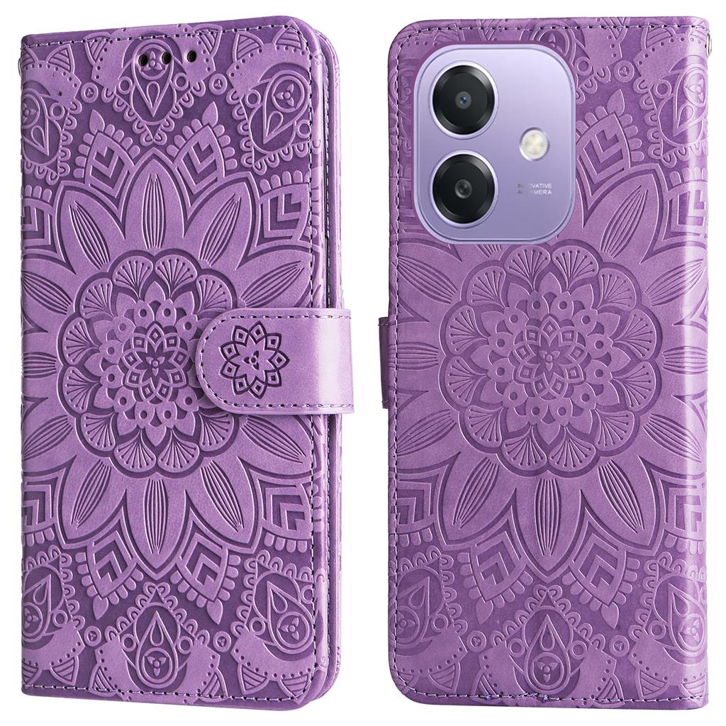 For Oppo A5x 5G/A3x 4G/A3x 5G (India) Case Sunflower Imprint Leather Wallet Phone Cover