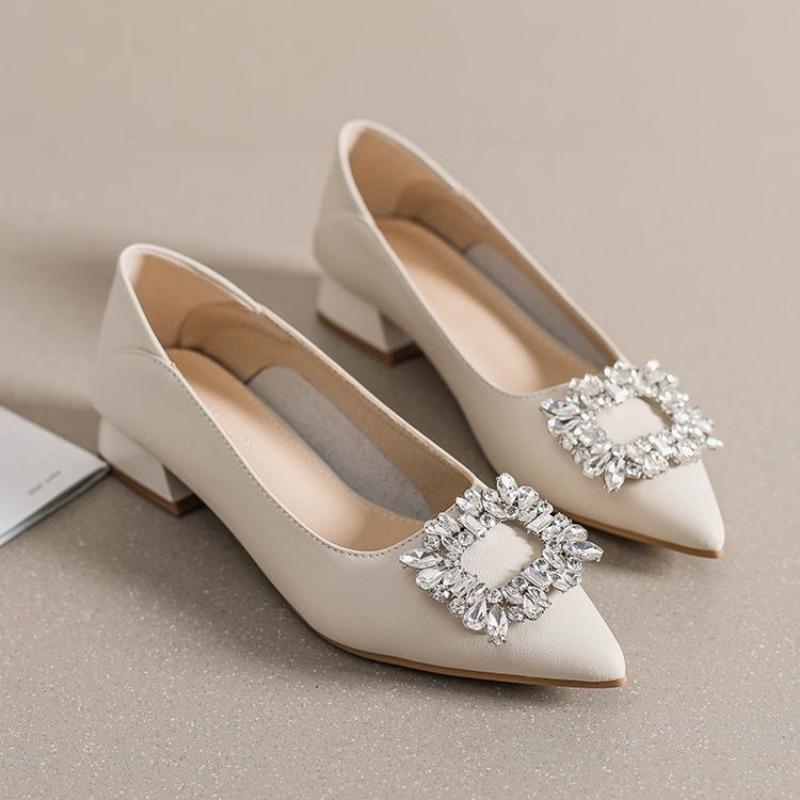 Rhinestone Pointed Toe Women's Shoes with Medium Heels Ladies Pumps on Sale Vacation Chic and Elegant Stylish Quick Delivery Y2k