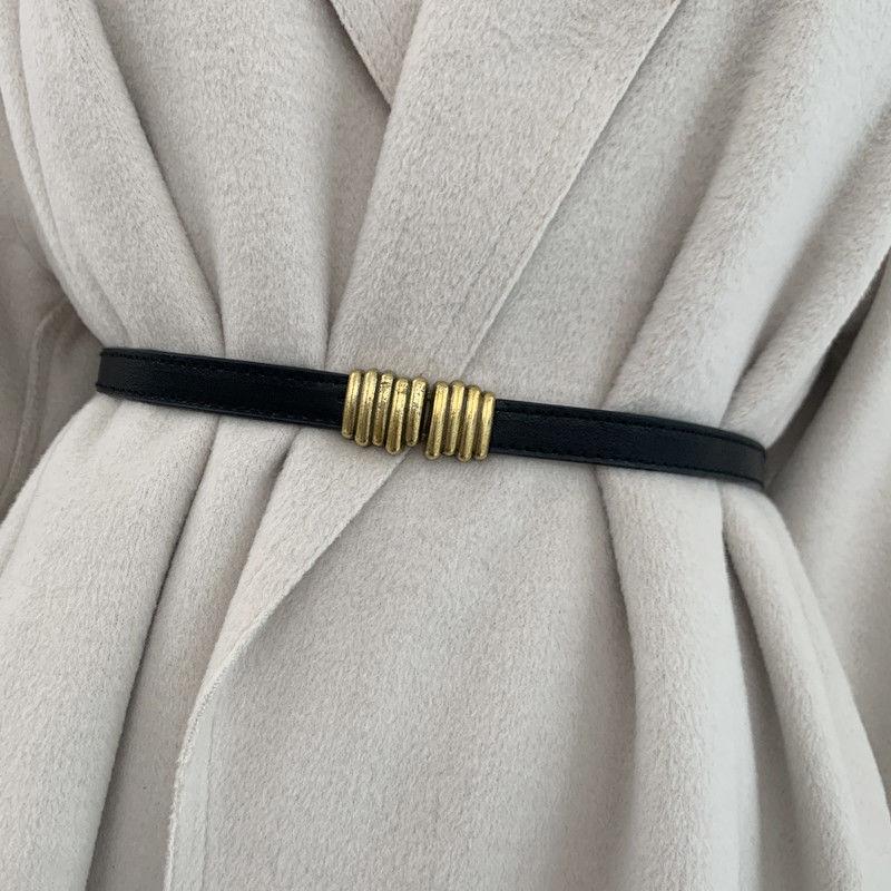 New Korean Belt for Women Retro Metal Buckle for Coat Suit Sweater Shirt with Skirt Tug Waist Seal