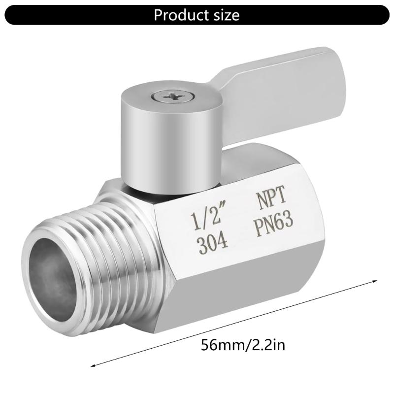 Universal 1/2 Inch NPT Mini Ball Valves Steel Flows Control Device Water Saving Shut Off Valves for Shower Bidet Kitchen