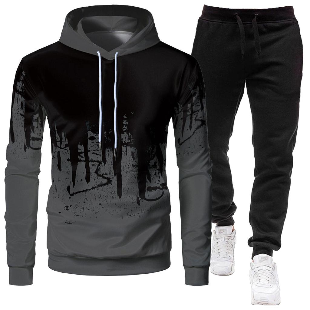 2023 Herren Sportliches Slim Fit Graffiti-Print Kapuzenset