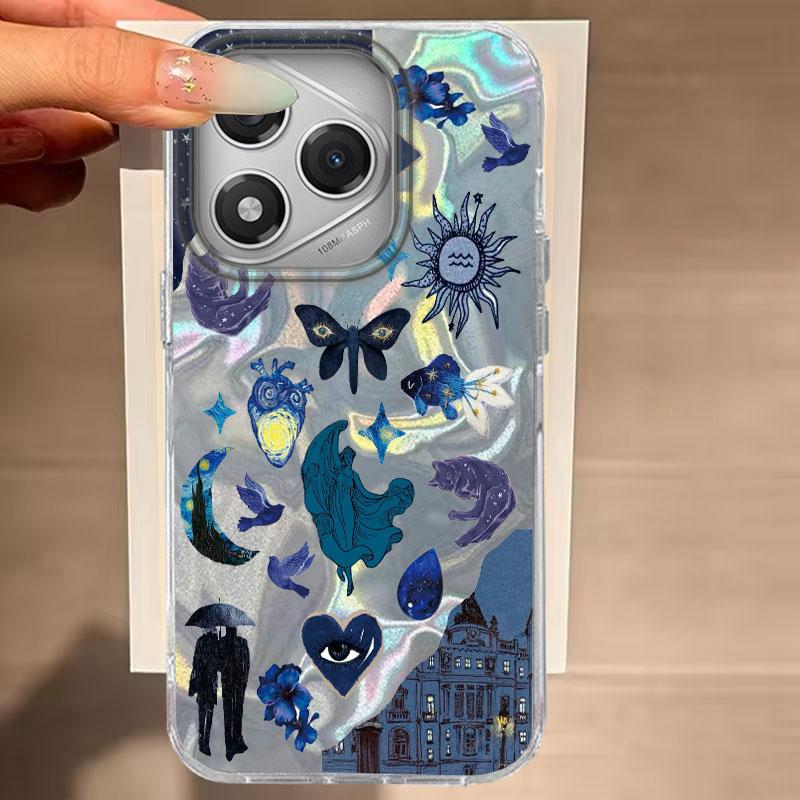 For Honor 200 400 Lite 400 200 Pro X9b Magic 7 6 Lite X9c X9a X9b X8b X7c Phone Cover Cute Blue Heart Starfish For Honor 400 Bag