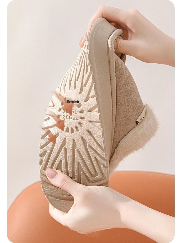 2024 Women's Suede Cotton Slippers: Non-Slip, Indoor/Outdoor Use, Fashionable for Autumn/Winter.
