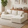 Corner Sofa, 256 cm, Chaise Longue, 3-Seater Sofa Bed, Chenille L-Shaped, Wide Seat, Beige