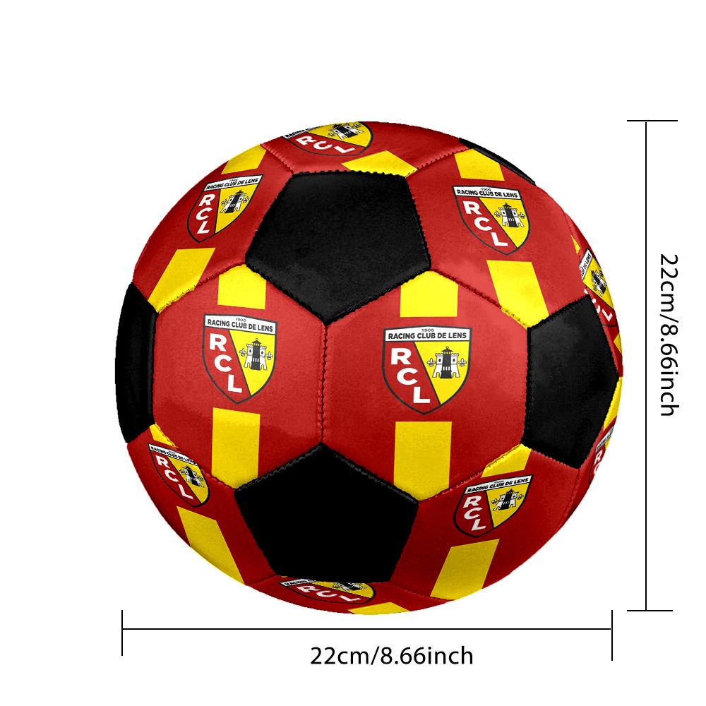 Pallone da Calcio Indoor RC Lens Colorato Per Tutte le Età Misura 5 Cucito a Macchina PVC Pronto per la Competizione Resistente Alta Rimbalzabilità