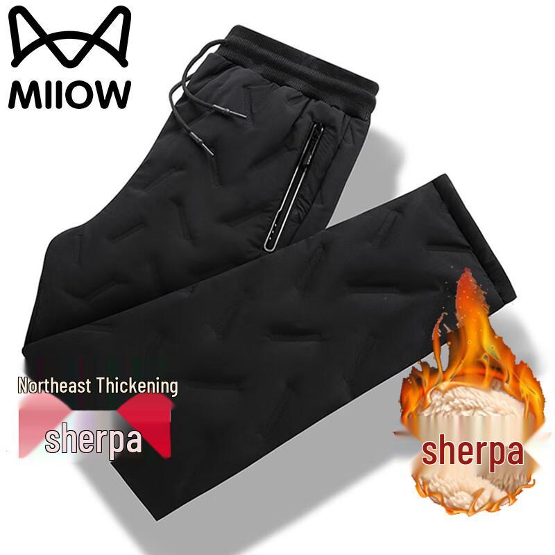 

MaoRen Men s Winter Fleece-Lined Straight-Leg Casual Pants L