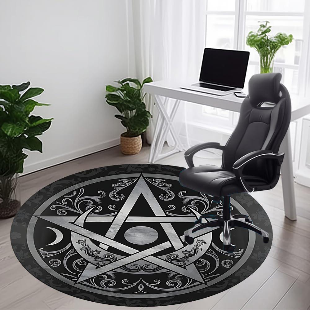 1PC Witchcraft Symbol Office Round Area Rug, Mat Suitable For Office, Under Office Chairs Bedroom Living Room Home Decor, Room Deco
