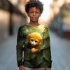 Children's Cute Animal Series 3D Digital Printed Boy Hip Hop Personality Round Neck Long Sleeved T-shirt