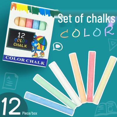 Magnetic Teacher Writing Tools: White & Colored Chalk for Black/Green Boards - 12 Pieces Office Teaching Supplies