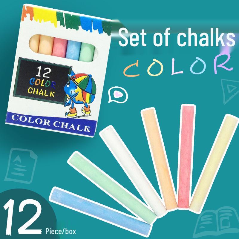 Magnetic Teacher Writing Tools: White & Colored Chalk for Black/Green Boards - 12 Pieces Office Teaching Supplies