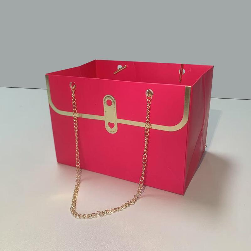 Trendy Floral Tote Gift Box - Small Size for Flower Shop Packaging Qixi Festival
