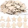 DIY Wooden Christmas Ball Decoration Round Blank Wood Slices Paint Ornament Xmas Tree Hang Pendant Craft Home Decor Baubles Tag