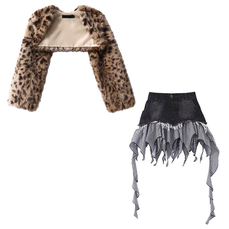 Dziewczęcy kostium do tańca jazzowego, jazz, cekiny, panterka, puszysta kurtka z długim rękawem i spodnie, kostium dla dzieci na street dance, pokaz mody