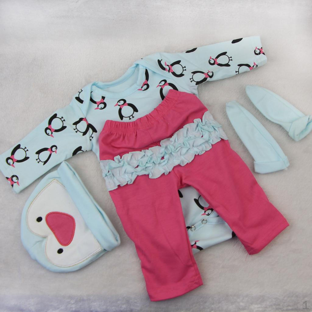 

Penguins Romper Pants Hat Socks Outfit for 2inch baby Girl Doll