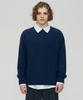 FINSDRUCK Wool Boucle Yarn Pullover (Prussian Blue)