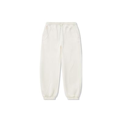 Li Ning Série Reignite Calças Esportivas de Tricô Refletivas de Cor Sólida de Caimento Solto Feminino Parte Inferior Branco Sujo AKLU232-1