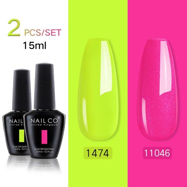 NAILCO 2 цвета, 15 мл, набор гель-лаков для ногтей Vernis, полуперманентный УФ-светодиодный гель для дизайна ногтей, принадлежности для профессионалов, отмачиваемый верхний слой