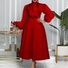 Autumn and Winter New Fashion Temperament Elegant Straps Bubble Sleeves Big Skirt Dress