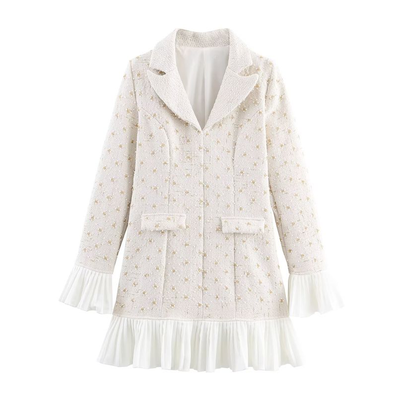 

Za New Fall Women s Clothing 2025 Fashion Wind Fashion Elegant Commute Style Elegance Hem Pleated Dress Beige L