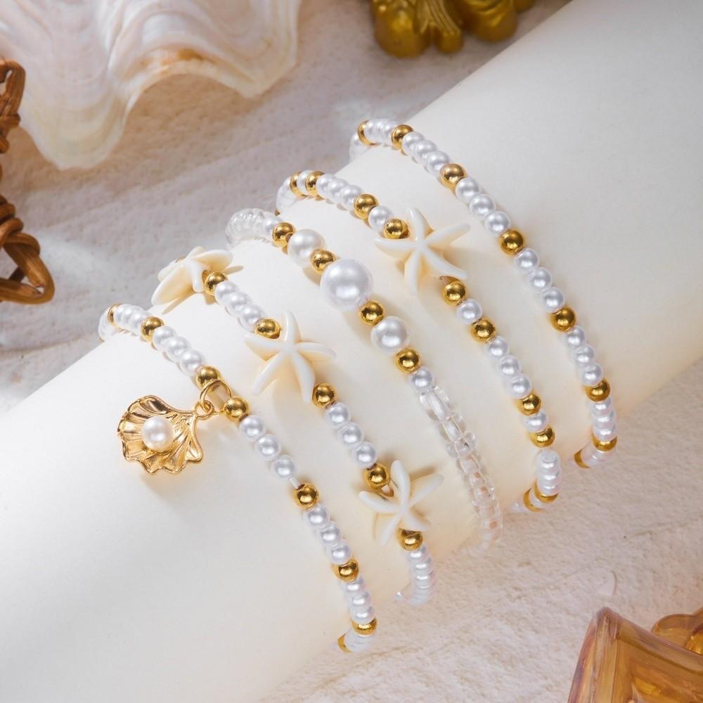 Starfish Multilayer Shell Bracelets Bohemian Wrap Charm Hand Chain New Conch Beaded Bangles Gifts