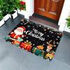Merry Christmas Santa Reindeer Welcome Doormat,Flannel Anti-Slip Washable Fade-Resistant Rug for Indoor Outdoor Multi-Room Decor