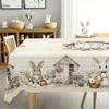 Rustic Easter Tablecloth Farmhouse Bunny Eggs Table Cover Easter Decorations for Home Kitchen Dining Spring Garden Tablecloth
