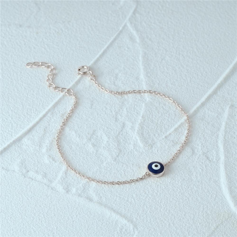 Aide 925 Silver Enamel Evil Eye Charm Bracelet For Women Minimalist Luxury Jewelry Adjustable Gold Chain Wedding Party