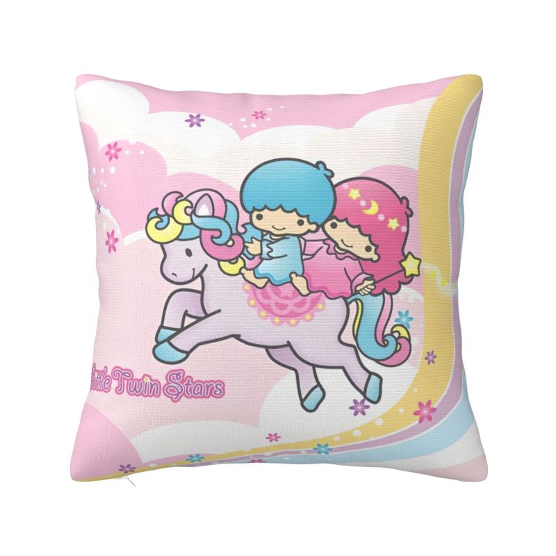 Sanrio Little Twin Stars Anime Cover 45x45cm Soft Lala Cartoon Kiki Cute Throw Pillow for Sofa Square Pillowcase Decoration
