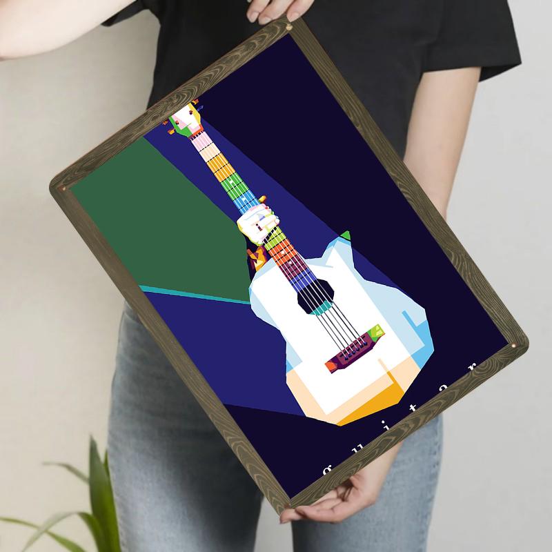 

Creative Colorful Guitar Pattern Metal Tin Sign Modern Minimalist Home Decor Wall Art Hanging Ornament 20x30cm（7.8x11.8inch）