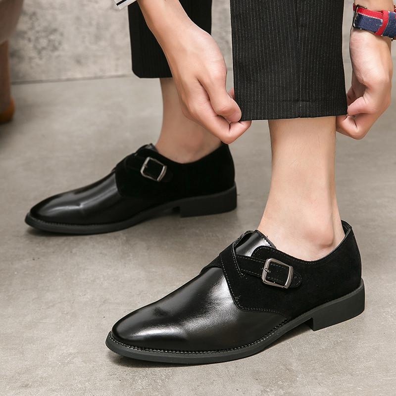 Luxury Fashion Designer Charm Men's Pointed Monk Strap Loafers Male Wedding Dress Prom Formal Shoes Footwear Zapatos Hombre