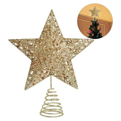 Décoration d'arbre de noël, décoration d'arbre de noël, étoile dorée